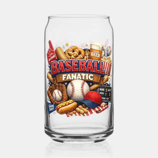 Baseball fanatic blikvorm glas (Achterkant)