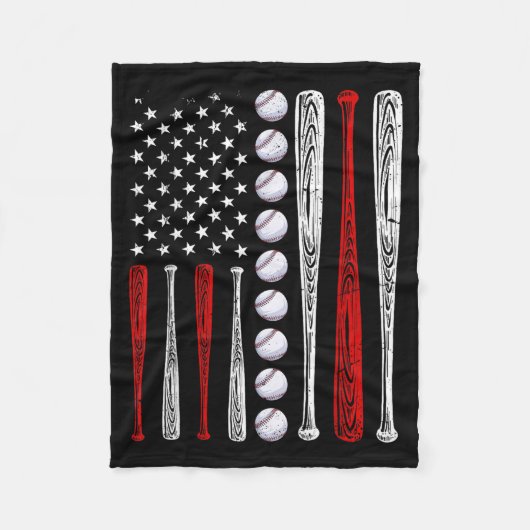Baseball Fans Amerikaanse Vlag Onafhankelijkheidsd Fleece Deken (Voorkant)