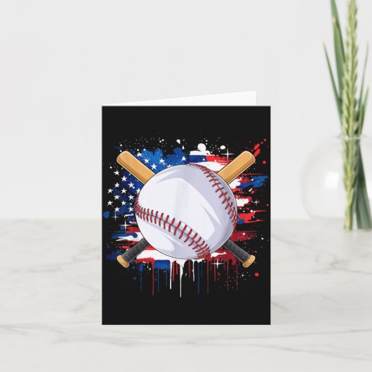 Baseball Fans Amerikaanse Vlag Onafhankelijkheidsd Kaart (Voorkant)