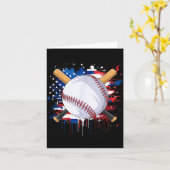 Baseball Fans Amerikaanse Vlag Onafhankelijkheidsd Kaart (Gele Bloem)