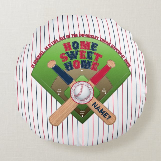 Baseball Field, Home 01-Round Sierkussen Rond Kussen (Voorkant)