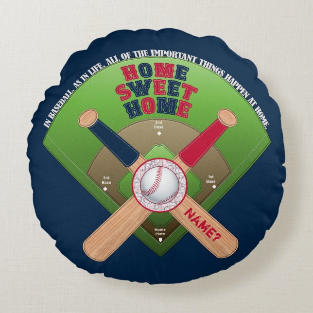 Baseball Field, Home 02-Round Sierkussen BLUE Rond Kussen (Voorkant)