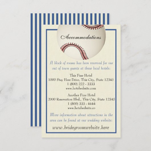 Baseball Field Pass Wedding Information Kaart (Voorkant / Achterkant)