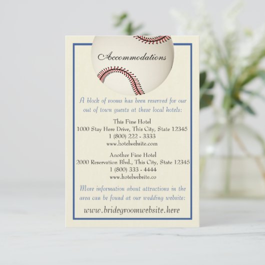 Baseball Field Pass Wedding Information Kaart (Staand voorkant)