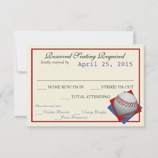 Baseball Field Pass Wedding Response Kaart (Voorkant)