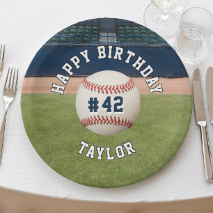 Baseball Field Team Number Sports Happy Birthday Papieren Bordje