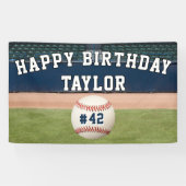 Baseball Field Team Number Sports Happy Birthday Spandoek (Horizontaal)
