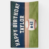 Baseball Field Team Number Sports Happy Birthday Spandoek (Verticaal)