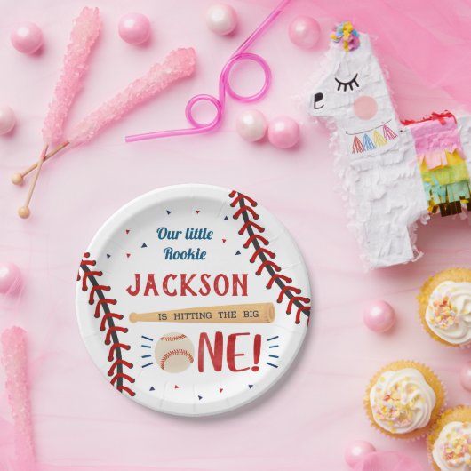 Baseball First 1st Birthday Paper Borden Papieren Bordje (Feest)