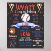 Baseball First Birthday-alkbordbord Poster (Voorkant)