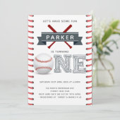 Baseball First Birthday Boy Kaart (Staand voorkant)