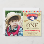  Baseball First Birthday Party Foto Kaart (Voorkant)