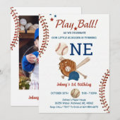 Baseball First Birthday Rookie of The year photo Kaart (Voorkant / Achterkant)