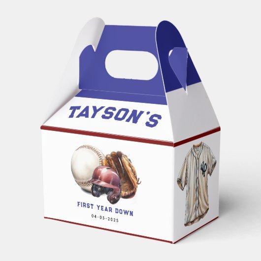 Baseball First Year Down 1st Birthday Bedankdoosjes (Achterkant)