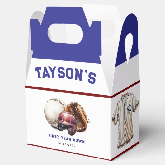 Baseball First Year Down 1st Birthday Bedankdoosjes (Geopend)