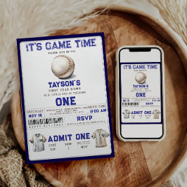 Baseball First Year Down 1st Birthday  Kaart