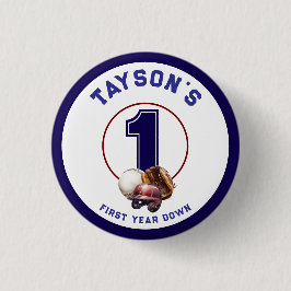 Baseball First Year Down 1st Birthday Ronde Button 3,2 Cm