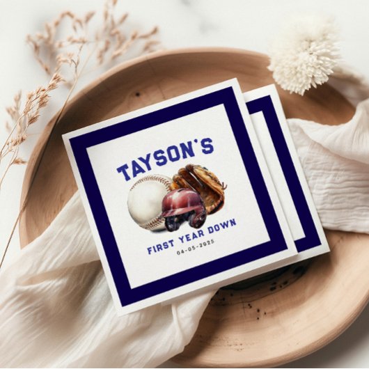 Baseball First Year Down 1st Birthday Servet