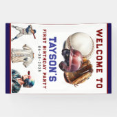 Baseball First Year Down 1st Birthday Spandoek (Horizontaal)