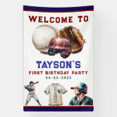 Baseball First Year Down 1st Birthday Spandoek (Verticaal)