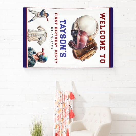 Baseball First Year Down 1st Birthday Spandoek (Insitu)