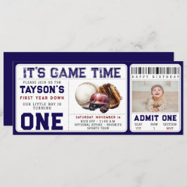 Baseball First Year Down 1st Birthday Ticket Kaart
