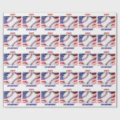 Baseball Flag Boy Birthday Name Red White Cadeaupapier (Vlak)