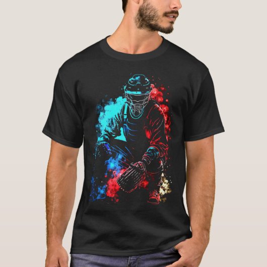 Baseball Flames Retro Baseball Bat Baseball Player T-shirt (Voorkant)
