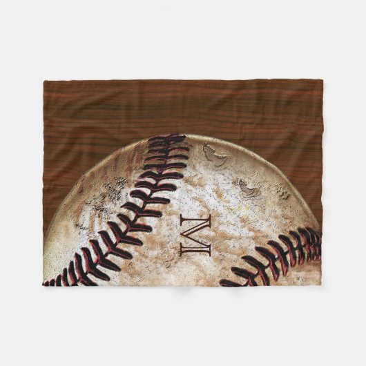  Baseball Fleece Blanket met monogram (Voorkant (Horizontaal))