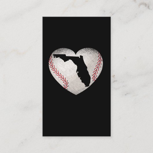 Baseball Florida Heart Sports Lover Visitekaartje (Voorkant)