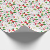 Baseball for Christmas with Santa Hat  Cadeaupapier (Hoek)