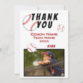Baseball Foto Dank u Coach Kaart (Voorkant)