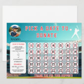 Baseball Fundraiser Calendar Template Kaart (Voorkant / Achterkant)