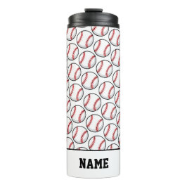 Baseball Game Bat Balls Sports Field Player NAME Thermosbeker