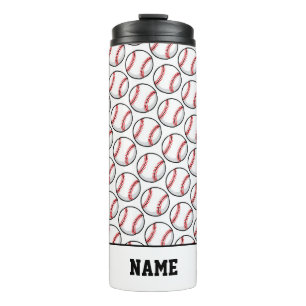 Baseball Game Bat Balls Sports Field Player NAME Thermosbeker