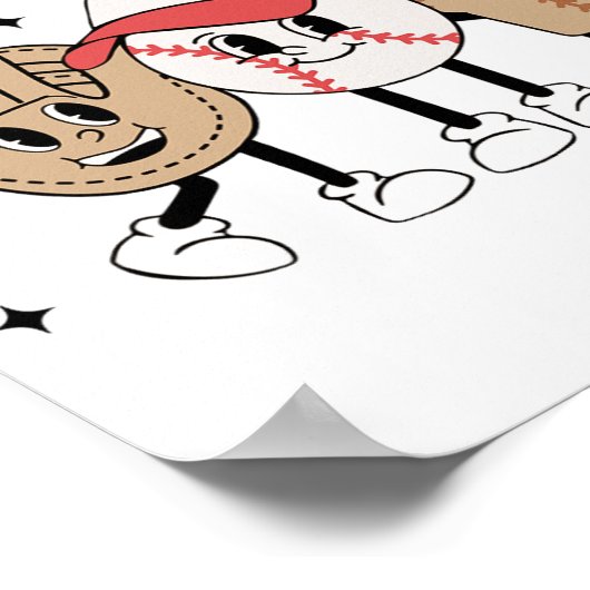 Baseball Game Dag  Moederdag Vrouwen Mannen Ki Poster (Hoek)