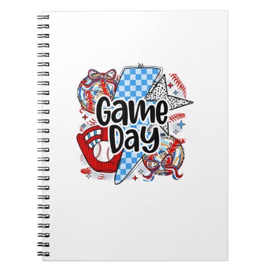 Baseball Game Day Retro Tis The Season Checkered Notitieboek (Voorkant)