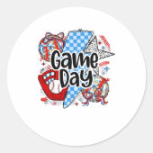 Baseball Game Day Retro Tis The Season Checkered Ronde Sticker (Voorkant)