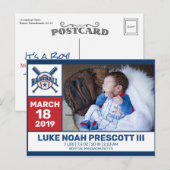 Baseball Geboorte Foto Aankondiging Briefkaart (Voorkant / Achterkant)