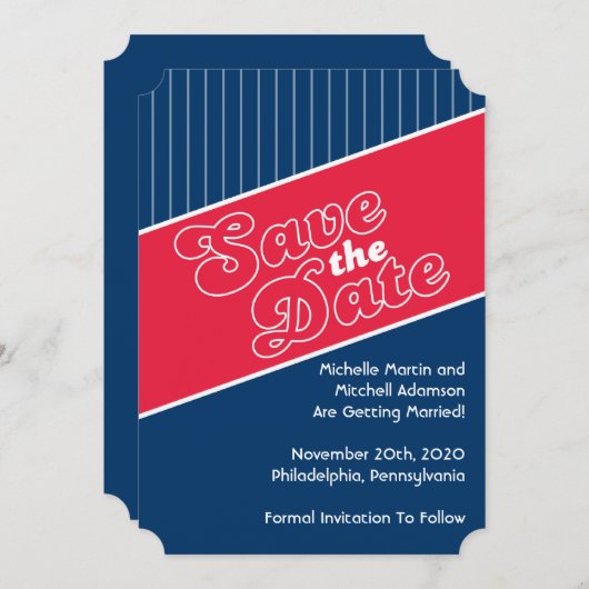 Baseball geïnspireerd om de datum op te slaan (roo kaart (Voorkant / Achterkant)