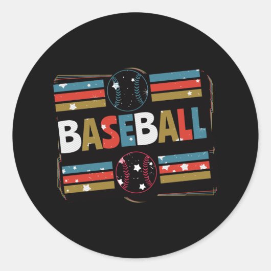 Baseball Geometrische Abstracte Kunst Ronde Sticker (Voorkant)