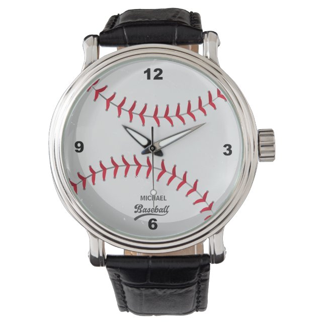 Baseball Gepersonaliseerde Naam Horloge (Voorkant)