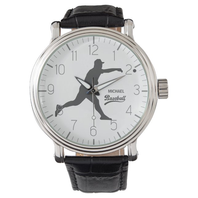 Baseball Gepersonaliseerde Naam Horloge (Voorkant)