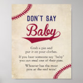 Baseball Gevoelig Baby shower Zeg geen Baby Poster (Voorkant)