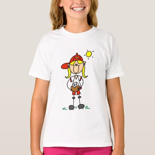 Baseball Girl met handschoentjes en cadeautjes T-shirt (Voorkant)
