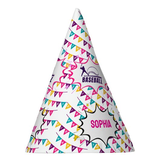 Baseball Girl Player Birthday Feesthoedjes (Rechts)