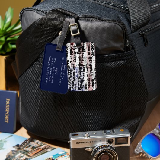 Baseball Glory | Amerikaanse vlagwoorden met gekle Bagagelabel (Voorkant /achterkant)