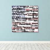 Baseball Glory | Amerikaanse vlagwoorden met gekle Canvas Afdruk (Insitu (Houten vloer))