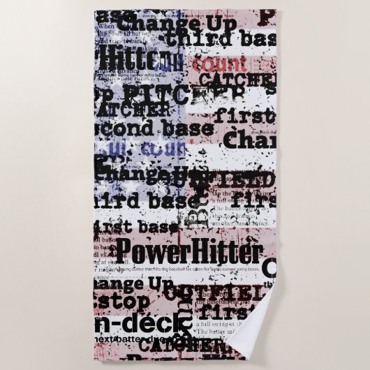 Baseball Glory | Amerikaanse vlagwoorden met gekle Strandlaken (Voorkant)