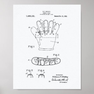 Baseball Glove 1922 Patent Art - Witboek Poster